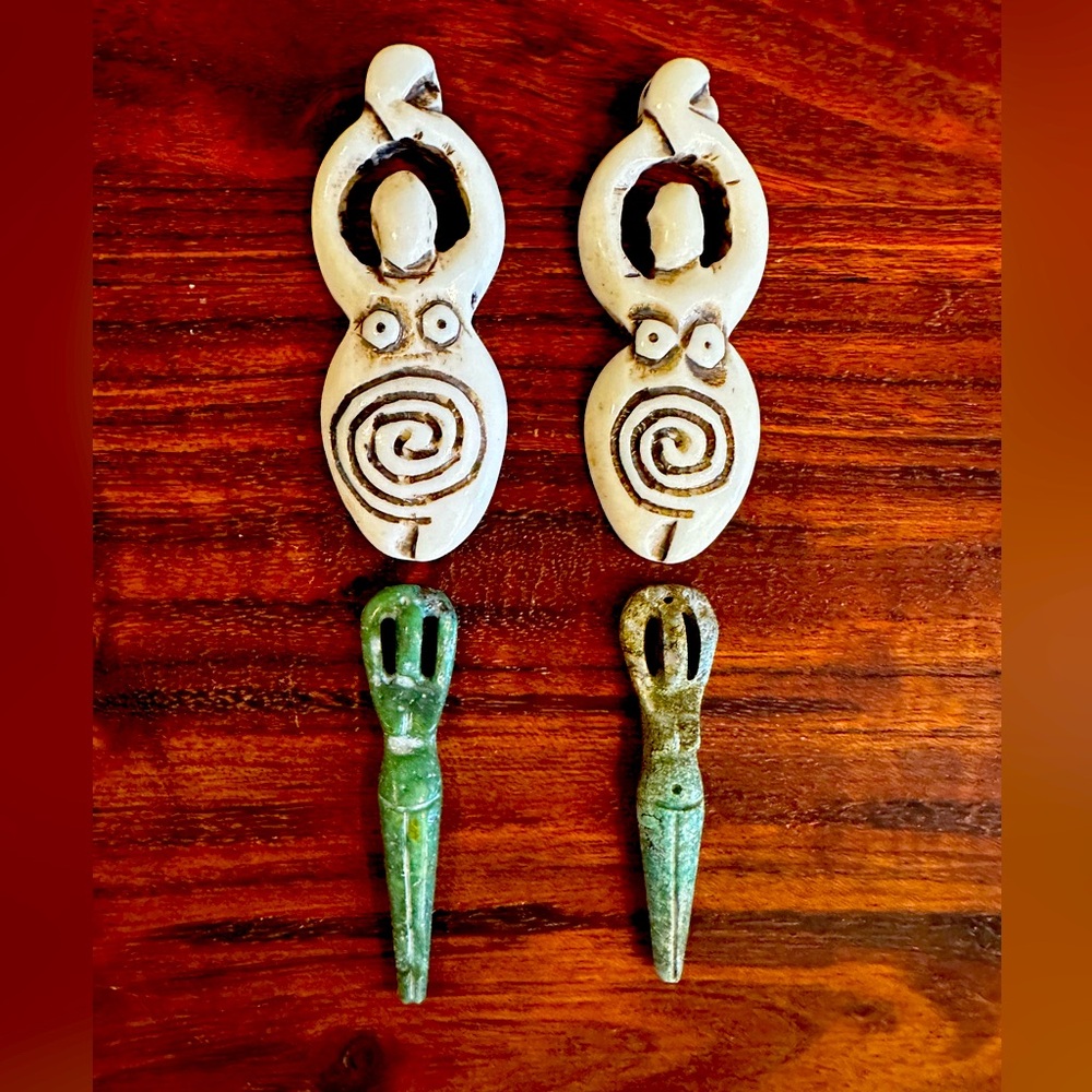 NEW - Set of 4 Goddess-Inspired Feminine Female Primitive Figurine Pendants